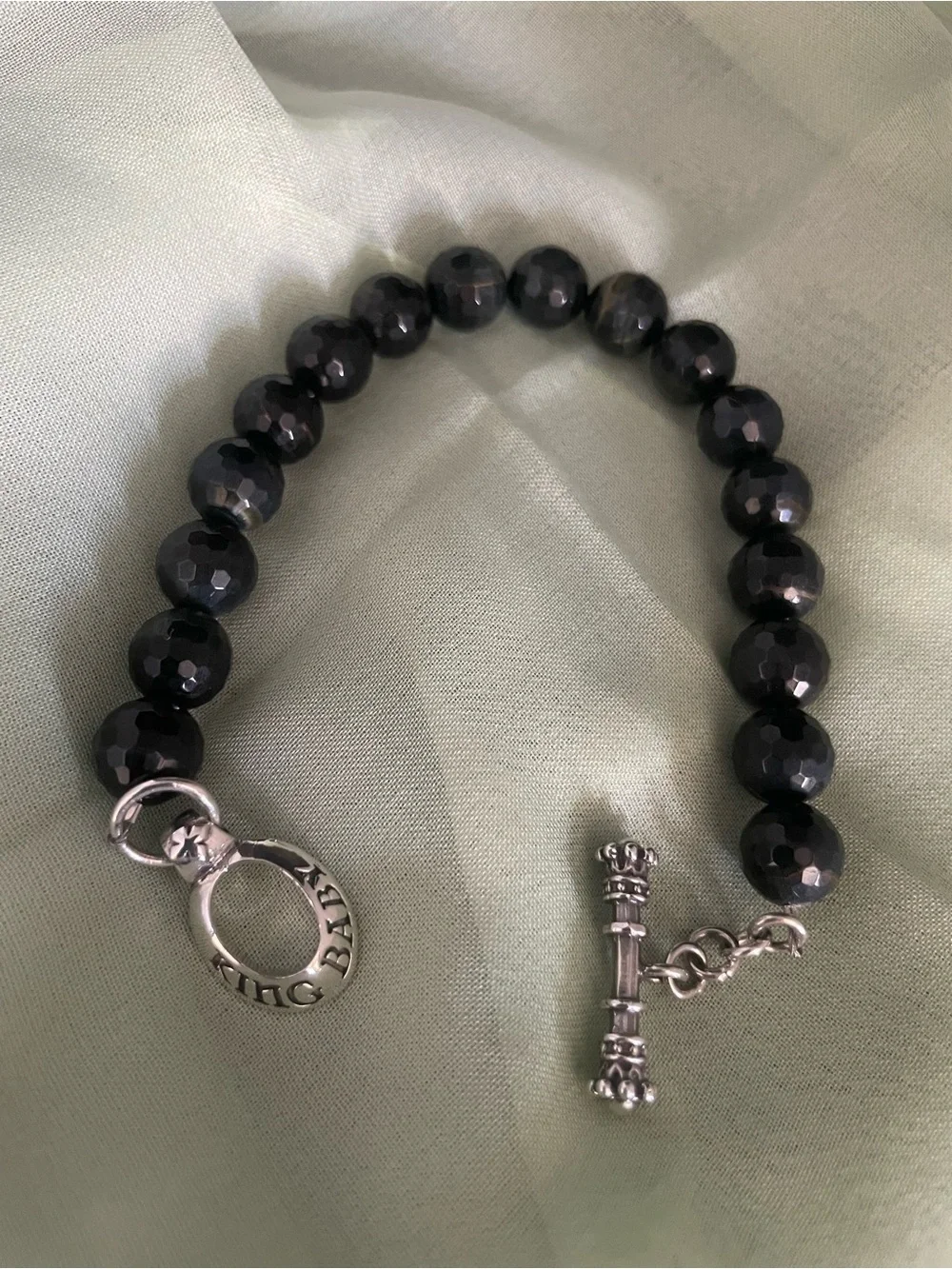 King Baby Studio 925 Silver Obsidian Bracelet Toggle Clasp USA